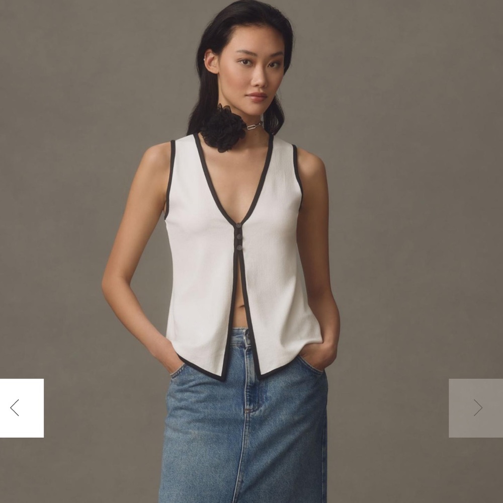 Anthropologie Maeve Colorblock Vest, Black and White, Size Medium